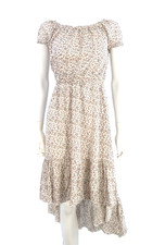 Italian Floral Midi Dress Ditsy Print Elastic Waist Size S Cottagecore Romantic