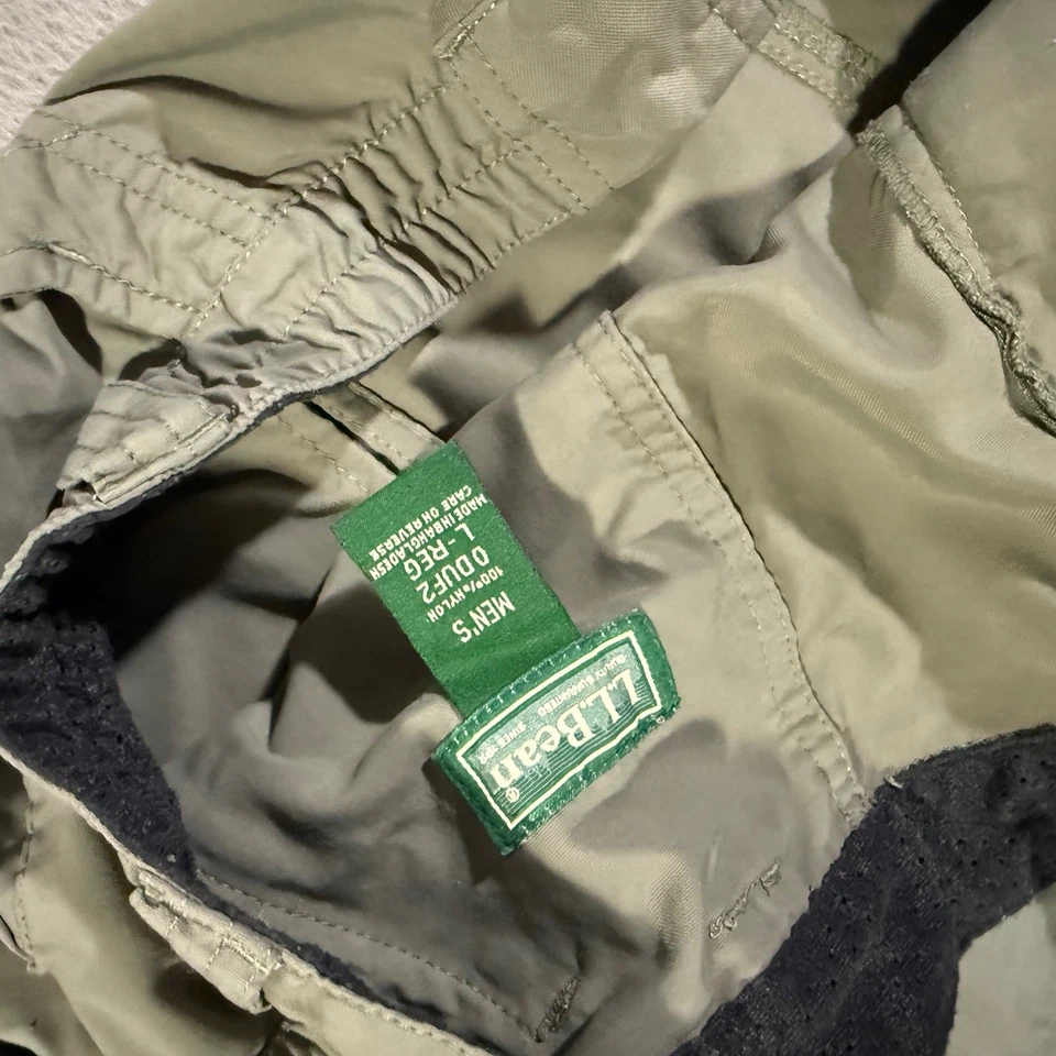 Vintage L.L. Bean Convertible Hiking Pants Mens L Reg Nylon Olive Green Outdoor - Image 2 of 4