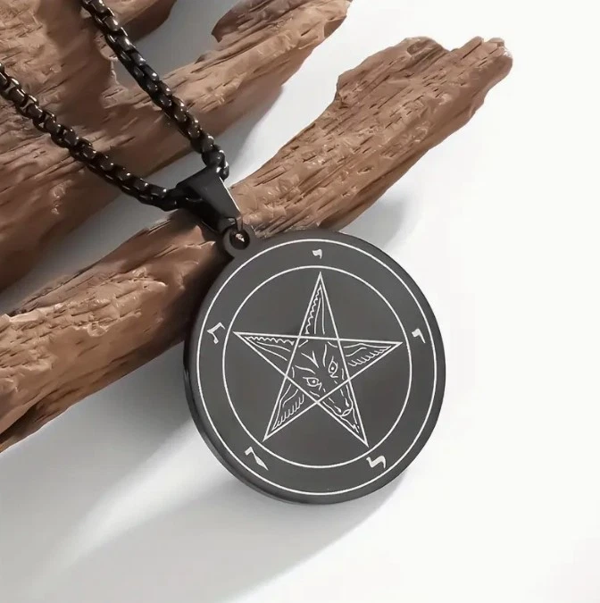 Collar Colgante Sello de Baphomet Pentagrama Invertido Satanás Cabra Diablo Lucifer Foto 2 de 4