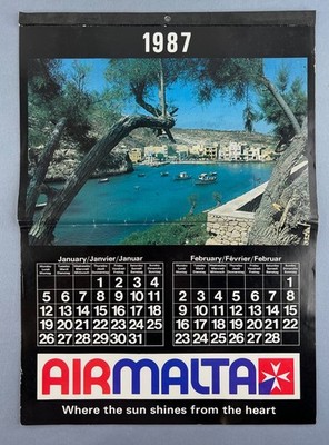 Air Malta Airline Wandkalender 1987 Wo die Sonne von Herzen scheint KM