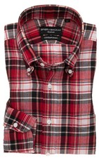 Spier Mackay - Red  Black Madras Check Sportshirt - 14.5 Slim