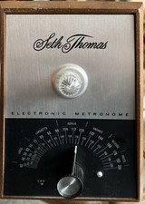 Vtg Seth Thomas Wood Frame Electronic Metronome Electric Light Up Pulse Works