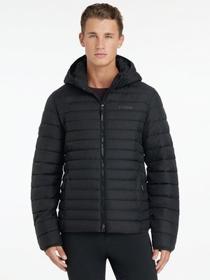 LeMieux Herren gefütterte Jacke mit Kapuze Kurzmantel wind-/wasserabweisend schwarz/marine