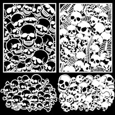 4 Pcs Skull Stencils Skull Background Airbrush Stencil Art Template Design DI