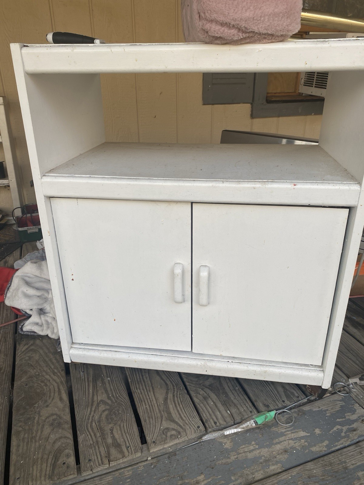 Wooden Microwave/Coffee Cart with storage Compartment.