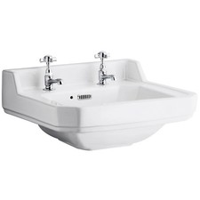 Image of Nuie Richmond Traditional White 560mm Wall Hung Basin 2 Tap Holes - NCS884