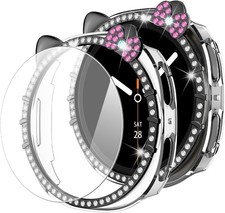 Bling Case with HD Tempered Glass for Samsung Galaxy Watch 8 40mm 44mm Women