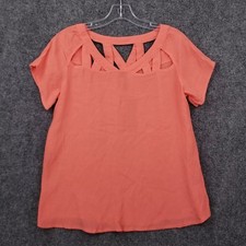 🆕 Pale Orange Blouse w/ Geometric Neckline