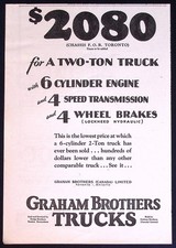 1927 Canadian Graham Brothers Trucks ad 2-ton @ $2080