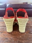 Vintage/ Y2K Size 6 1/2 Women’s Red/ Striped  Wedge Heels Peep Toe Brand Gitano — photo 8