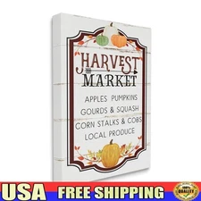 Framed Stretched Canvas Art Autumn Seasonal Farm Foods Ready to Hang Decor New