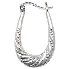 Stylish 925 Sterling Silver Women Creole Earrings - 25mm 15mm 226447U