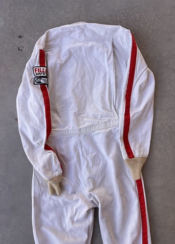 Vintage Racing Suit Size Medium White Fillers Race Worn Checkers Mike 80s - Picture 8 of 21