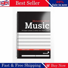 Silvine A4 Music Manuscript Book - Printed 12 Stave (100 Pages) uk
