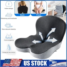 Memory Foam Seat Cushion w/Lumbar Support Pillow for Back & Sciatica Pain Relief