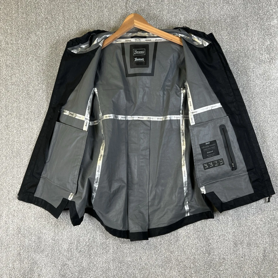 Herno Laminar Jacket Womens Size 40 UK 8 Black Linen Waterproof Windproof - Image 3 of 4