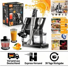 Stabmixer 5-in-1 Set mit Schneebesen, Zerkleinerer und 700ml Becher in Schwarz