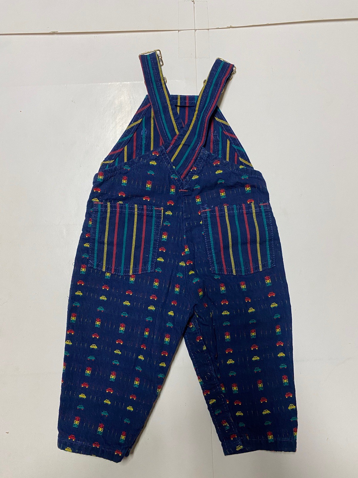 Vintage Oshkosh B’Gosh Bib Overalls Boys 3/6 Month Car Embroidered Print NWT USA