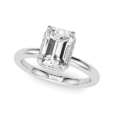DE/VS 2,50 kt Smaragdschliff Laborgrown Diamant versteckter Halo Verlobungsring Platin