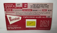 Recoton 317 Sapphire Needle for Shure & Admiral Players See Photo for List