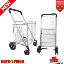 Shopping Cart Grocery Rolling Folding Laundry Basket W/ Wheel Utility Trolley US