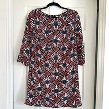Old Navy Floral Print Dress Medium Long Sleeve Casual Bohemian Back Zip