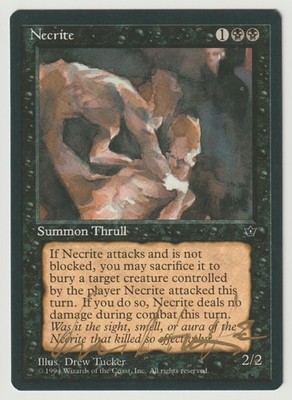 Gold Signed Necrite LP Fallen Empires Artist Drew Tucker 1994 MTG Magic Thrull!