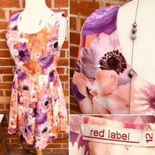 RED LABEL Size 12 Lilac Orange Floral Dress Wedding Spring Holiday Excellent S9