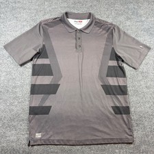 Fila Sport Shirt Mens M Golf Polo Gray Black Geometric Short Sleeve Performance