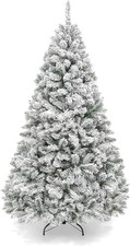 6FT Snow Flocked Christmas Tree Premium Artificial Spruce White Heavy Snow 850