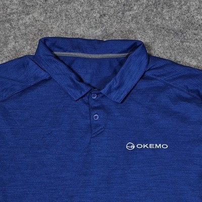 Okemo Ski Resort Polo Shirt Men's XL Blue White Embroidered Logo 100% Polyester