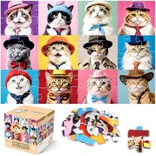 Jumbo Floor Puzzle for Kids,48 Piece Jigsaw Puzzles,Pet Learning Cat