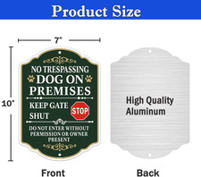2 Pack No Trespassing Dog on Premises Keep Gate Shut Do Not Enter Sign 7 X 10"