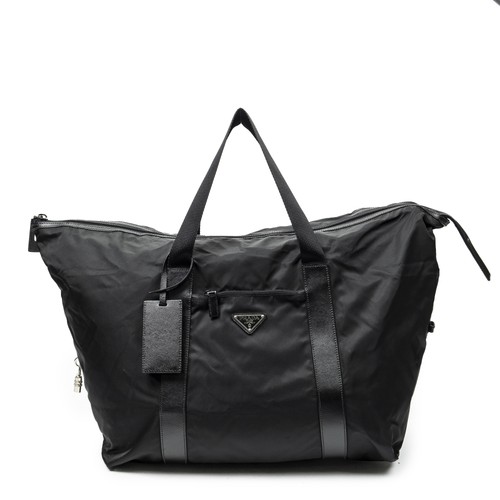 Prada Black Collapsible Weekender Travel Bag Nylon Canvas