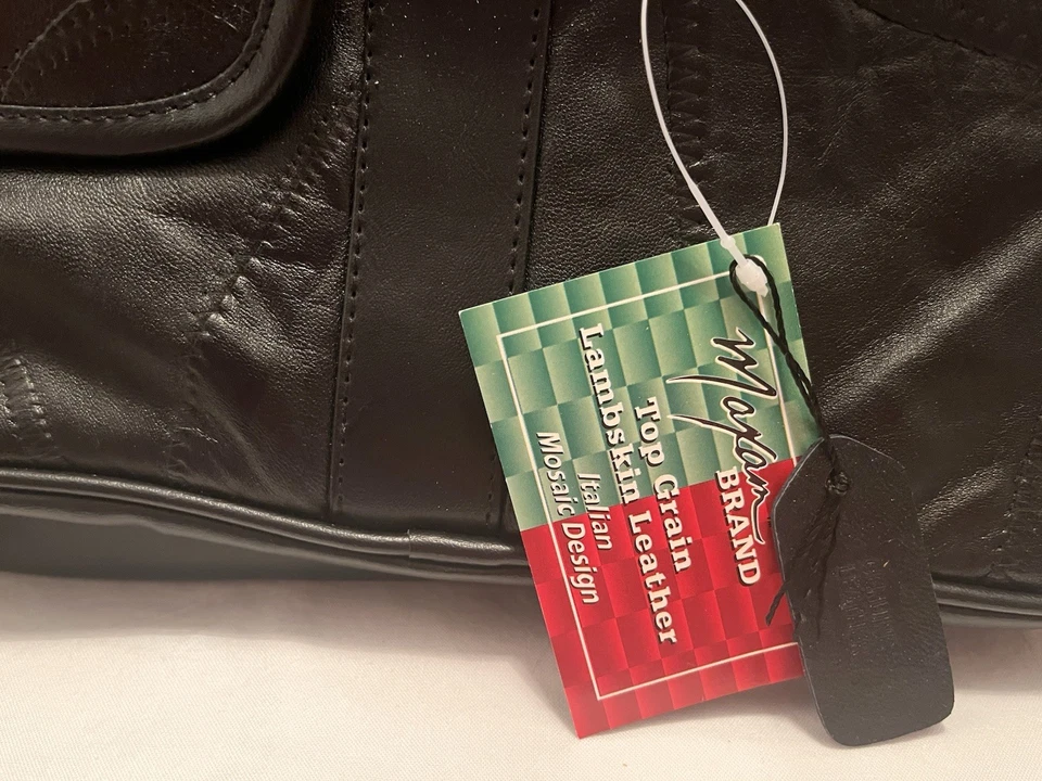 Совершенно новый портфель Maxam из натуральной кожи итальянская мозаика лоскутный дизайн 15 дюймов на молнии - Изображение 3 из 4