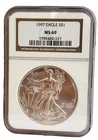 1997 American Silver Eagle $1 Dollar Coin One Troy Ounce 0.999 Fine NGC MS69