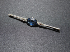ART DECO - Broche Argent  Silver Brooch 925 - Pierre Bleue Aigue Marine - TBE