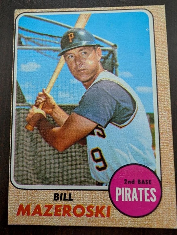 1968 TOPPS BASEBALL CARD #390 BILL MAZEROSKI PITTSBURGH PIRATES SECOND BASE