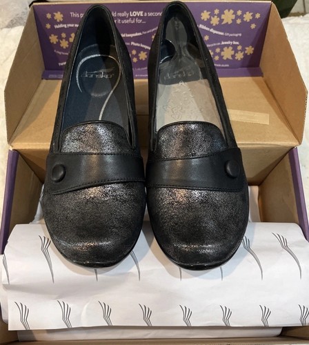 Dansko Schuhe 41/10,5-11 Damen Olena Metallic Wildleder Zinn Leder Neu im Karton