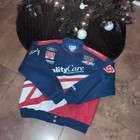 Vintage Nascar jacket mens Medium blue red dale jarrett ford racing full zip RK