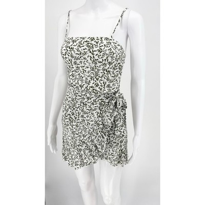Princess Polly Green White Floral Wrap Mini Dress Size 2