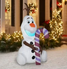 5' LED OLAF WITH A CANDY CANE (FROM DISNEY'S FROZEN) CHRISTMAS YARD INFLATABLE