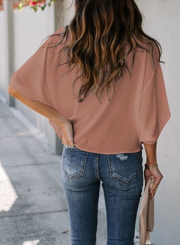 Dokotoo Womens Blouses and Tops Short Sleeve Chiffon Shirts and Tops Medium - Picture 5 of 7