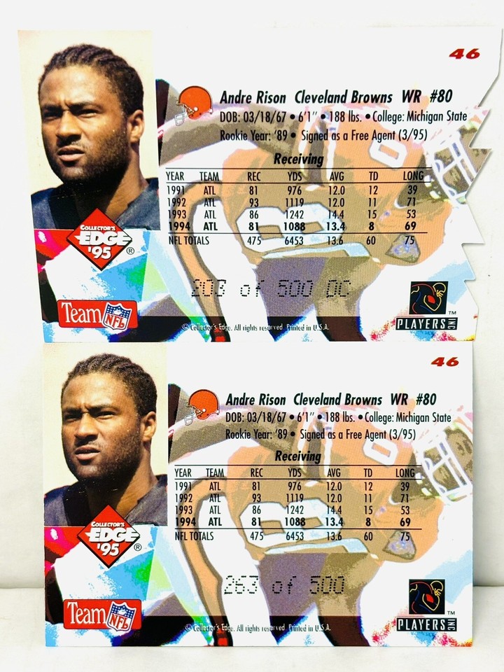 1995 COLLECTORS EDGE ANDRE RISON 22K GOLD DIE CUT #46 SN 263/500 203/ ...