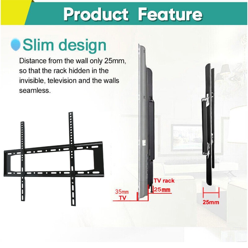 Universal TV Mount 26-63" Large Size Fixed TV Mount Wall Bracket Slim