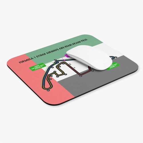 Formula One Mouse Pad featuring the Abu Dahbi Grand Prix track layout and flag. - Picture 4 of 5