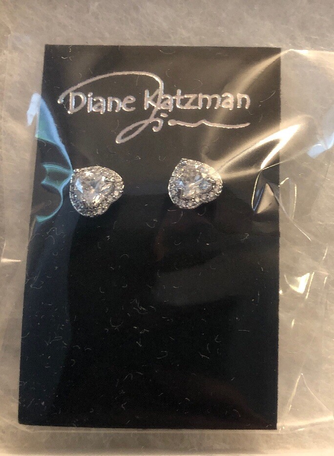 Diane Katzman Micro Pave Heart Earrings eBay