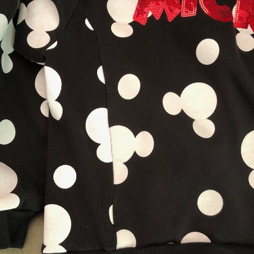 Disney Mickey Logo Red Sequin Embellished Black White Sweatshirt Girls Size XXL - Picture 7 of 7