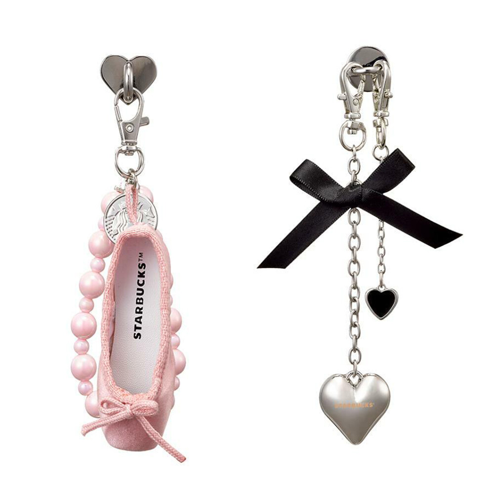 ☆人気☆【STARBUCKS】☆Pink Shoe Deco Chai.n☆ STARBUCKS KOREA 2024 Pink Shoe Deco Chain Heart Deco Chain
