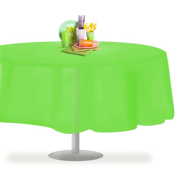 Lime Green 12 Pack Premium Disposable Plastic Tablecloth 84" Inch Round